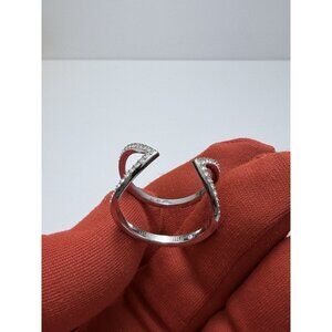 Michael Kors Brilliance Silver Plated Pavé Open Arrow Ring Size 7.25 NWOT